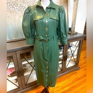 Green Vegan Leather Dress